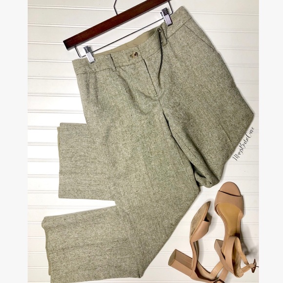 Isaac Mizrahi Pants - Isaac Mizrahi Olive Green Tweed Trousers Size 6